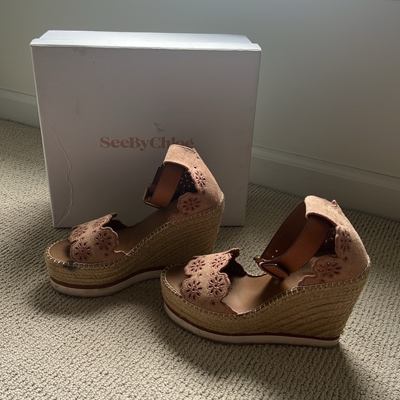 See by Chloé Glyn Ankle Strap Espadrille Platform Wedge Sandal - Picture 8 of 8